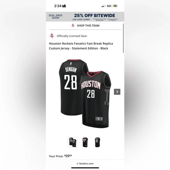Fanatics Houston Rockets Jersey Sengun Men’s Medium​ - Picture 7 of 7